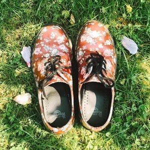 Dr. Martens 1461 Floral Burgundy Oxford Shoes